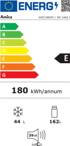 Amica KGC 15633 Y, Kühl-/Gefrierkombination, 208 L, ST, 40 DB, 2,5 Kg/24h, , Farbe Gelb -Küchen Profi ec39cd2f46e5beb3a4608eae23a2ce4b