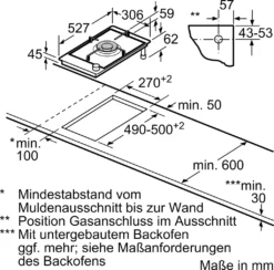Bosch PRA3A6B70 Domino Gaskochfeld 30cm Serie 8 -Küchen Profi ee569675f24b797f2240db410b4e4b3e