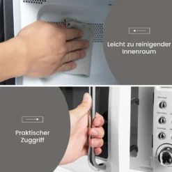 COSTWAY Mikrowelle 20L, 700 W Mikrowellenofen, Mit 8 Automatischen Programme, 5 Leistungsstufen, LED-Anzeige, Verzögerter Start, Retro, Weiß -Küchen Profi ef26cf1255a3710e02ee823fdc4c3192