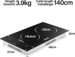 Jago® Glaskeramikkochfeld - Autark, Rahmenlos, 1200/1800 Watt, Für Alle Kochtöpfe, Ø 16/20 Cm, 9 Leistungsstufen, Timer-Automatik, Schwarz - Ceranfeld, Cerankochfeld, Kochfeld, Kochfelder -Küchen Profi ef8b0c43c5b5bee44d0e90fa2190cd39