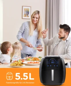 Tomons Heißluftfritteuse XXL 5,5 L Elektrofritteuse, 1800W, Airfryer Ohne Fett Und Öl, Friteuse Heißluft Mit 8 Voreinstellungen, Alarmtimer, Digitales Touch-Display, Frittierkorb Und Rezeptheft -Küchen Profi f207afdfc5a1ca06b5decee94f10349f