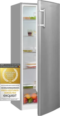 Exquisit Vollraumkühlschrank KS320-V-H-040E Inoxlook | 242 L Nutzinhalt | Edelstahloptik