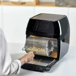 Black & Decker Black+Decker BXAFO1200E Minibackofen Heißluftfritteuse Zwei Röste, Fettauffangschalen, Griff, Frittierkorb, 360° Drehspieß -Küchen Profi f378c078465270fa74da917eebfa9dc0