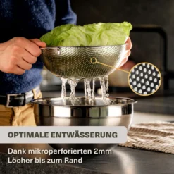 2 Nudelsiebe Aus Edelstahl Mit Mikroperforation - Groß & Klein - Spülmaschinenfest - Standfest - Für Pasta, Obst, Gemüse 11 2 Nudelsiebe Aus Edelstahl Mit Mikroperforation - Groß & Klein - Spülmaschinenfest - Standfest - Für Pasta, Obst, Gemüse -Küchen Profi f469af6e47a14ba590ca9e4be3bc748d