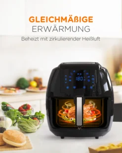 Tomons Heißluftfritteuse XXL 5,5 L Elektrofritteuse, 1800W, Airfryer Ohne Fett Und Öl, Friteuse Heißluft Mit 8 Voreinstellungen, Alarmtimer, Digitales Touch-Display, Frittierkorb Und Rezeptheft -Küchen Profi fb58b031da5f8c88fb38e798183d92c6