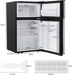 COSTWAY 90L Kühlschrank 64L Kühlteil 26 L Gefrierteil Kühl-Gefrier-Kombination Mit LED-Beleuchtung Mini Kühlschrank Grau -Küchen Profi fe455ceb2cb8c005d0d65ab6880717e7