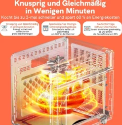 Involly 15L Heißluftfritteuse Airfryer Mini Ofen Mit 18 Programmen, Gaseinsparung, Fritteuse, Kompaktfriteusen,1600W Digital LED Display -Küchen Profi ff21de9d81826158febf6b0d6c5edc8c
